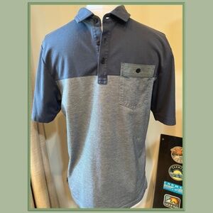Travis Mathew Polo - Navy Blue & Dark Heather Slate Blue, Size S
